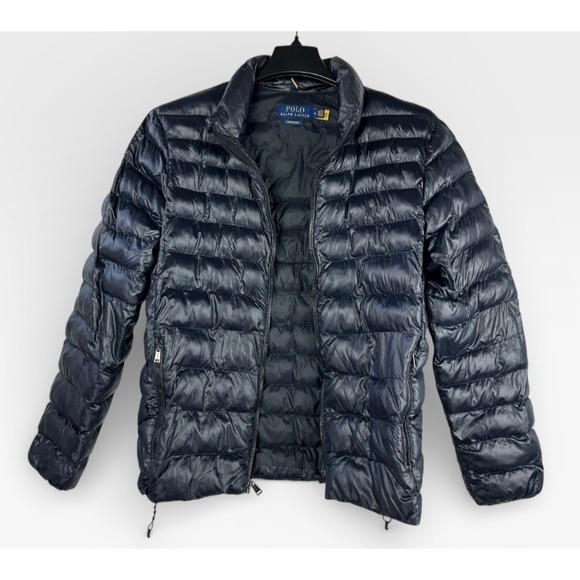 Polo Ralph Lauren The Colden Packable Glossed Jacket Dark Navy Mens Medium *Flaw - Picture 3 of 16